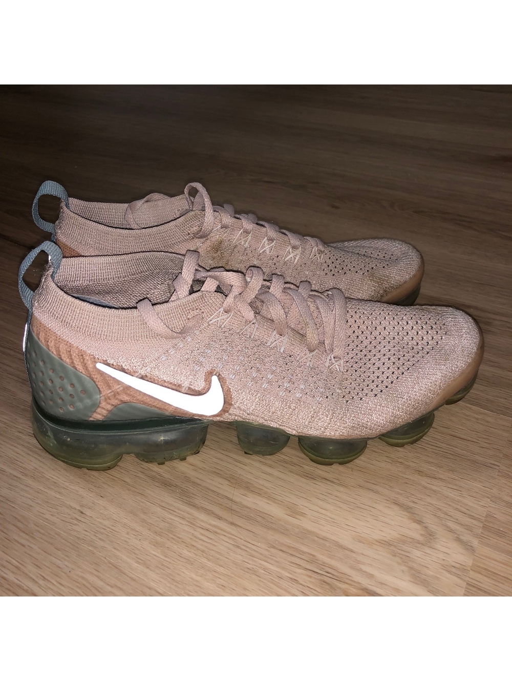 NIKE AIR VAPORMAX FLYKNIT 2 ROSE GOLD PINK RUNNING SNEAKERS GRAY WOMENS SIZE 7.5